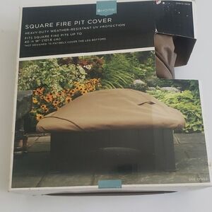eHome Square Fire Pit Cover - Tan